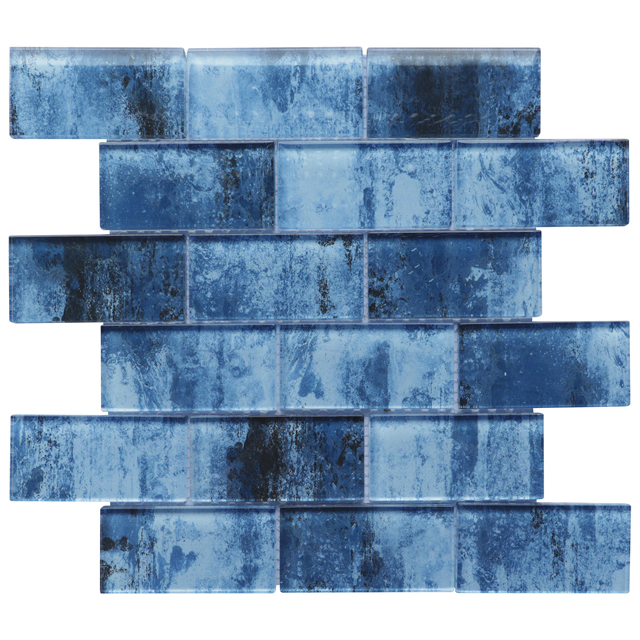 Sqaure 1x1 잉크젯 인쇄 파란색 유리 타일